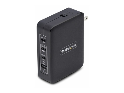 [3114GCU-WALL-CHARGER] StarTech.com 140W USB-C Wall Charger, USB-C/USB-A, PD GaN Power Adapter - Netzteil - GaN-Technologie - 140 Watt - 5 A - Power Delivery 3.1 - 4 Ausgabeanschlussstellen (USB, 3 x USB-C)