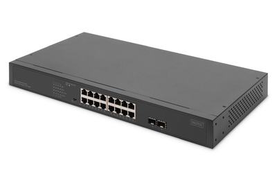[DN-95347-2] DIGITUS 16-Port Gigabit Netzwerkswitch, 19 Zoll, unmanaged, 2 Uplink Ports, SFP
