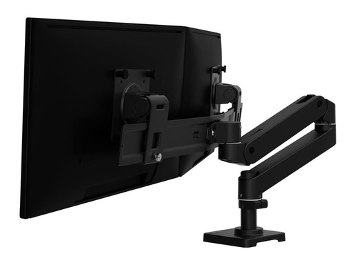[45-684-292] Ergotron LX Pro - Befestigungskit (Dual Direct Arm, 2 Drehgelenke, 2-teilige Tischklemme, Befestigungsmaterialien, Basis, Arm für zwei Bildschirme, Verlängerung, Stange, Stangenring) - für 2 LCD-/Plasma-Konsolen - Aluminium - Schwarz - Bildschirmgröße: bis zu 68,6 cm (bis zu 27 Zoll)